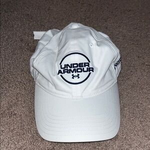 Under Armour White and Navy Blue Jordan Spieth Logo Cap